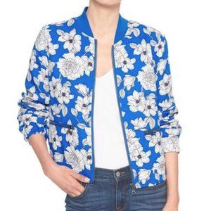 Banana Republic Blue Floral Bomber Jacket - Size M